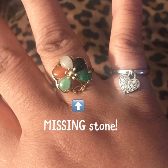 👑✅PRICE FIRM✅14 kt Solid Gold Genuine Multicolor Jade Ring - Picture 9 of 14